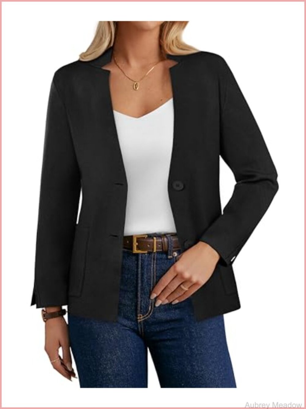 Women's Knit Sweater Blazer Button Front Cardigan Business Casual Work Jacket